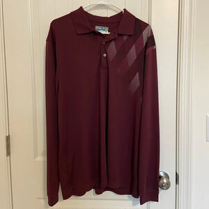 NWOT |‎ ProTour men’s cool play burgundy patterned long sleeve polo — large